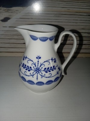 Kleines Porzellan Milchkännchen Sahnekännchen Blau Weiß Zwiebelmuster Bohemia