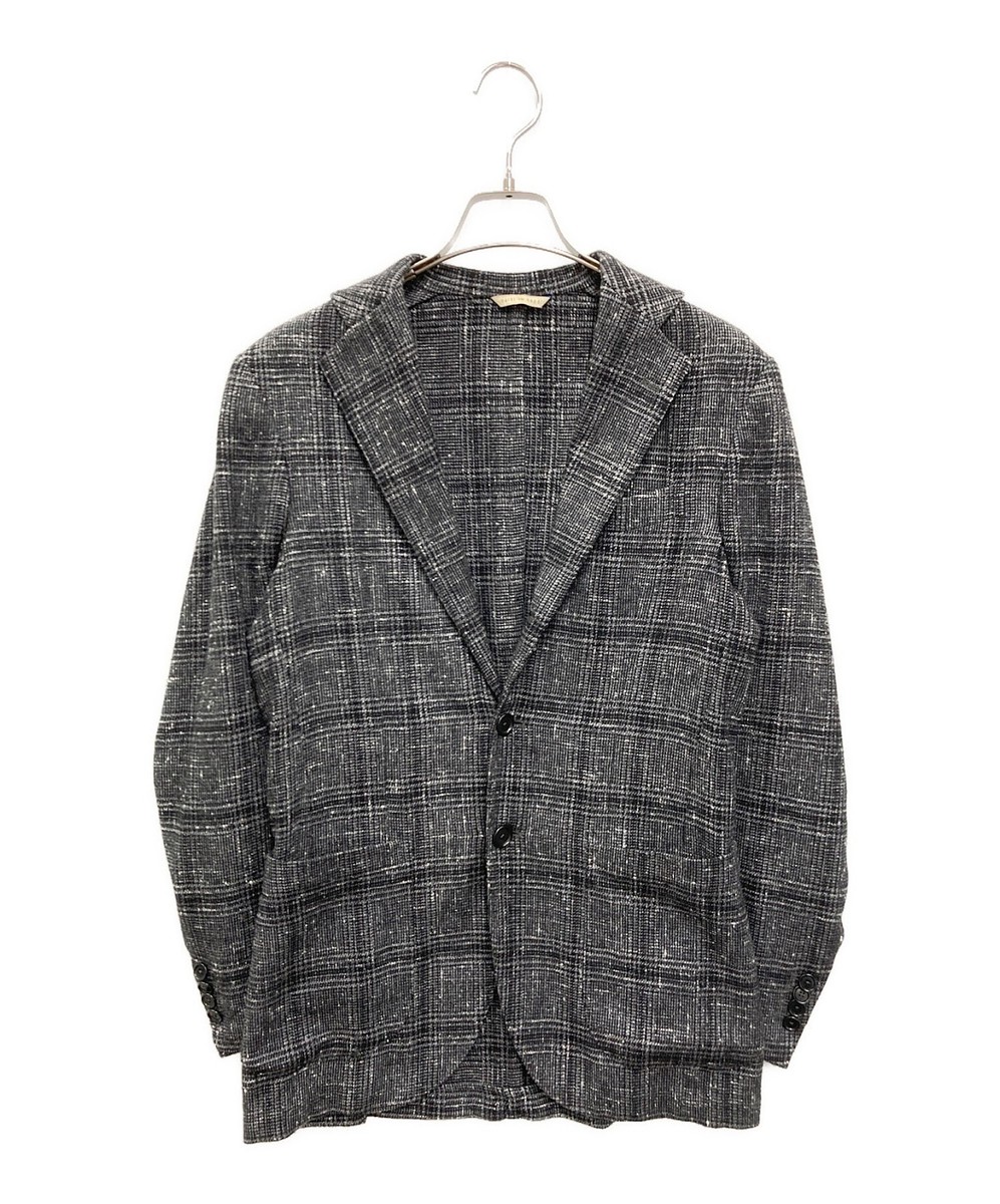 De Petrillo Wool and silk checked tailored jacket Size: 42 Black