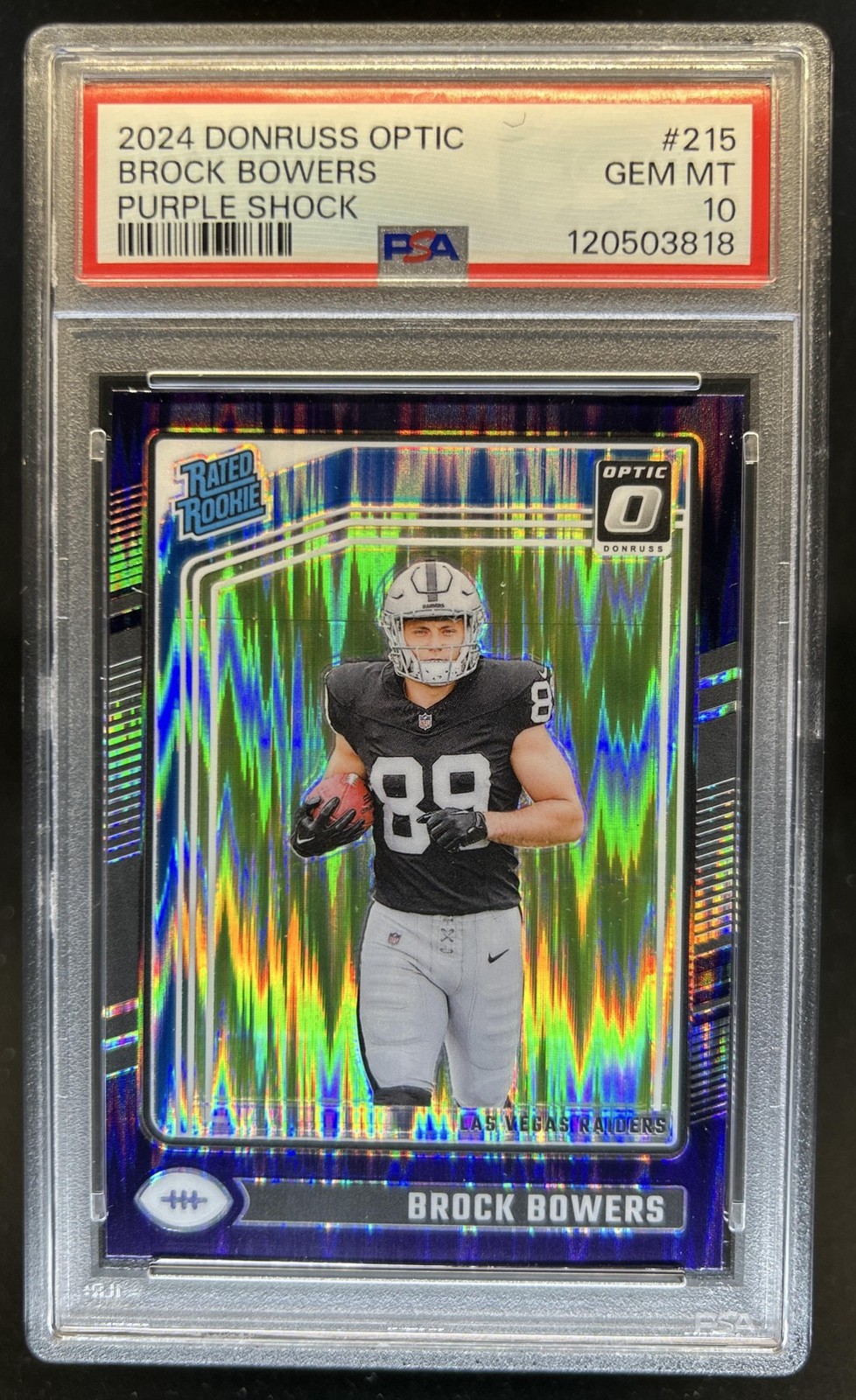 Brock Bowers Panini Donruss Optic #215 Purple Shock