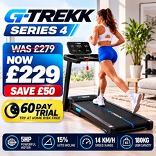 G-TREKK 5HP Treadmill 15% Auto Incline 14KM/H 180KG 115x42cm Belt Foldable