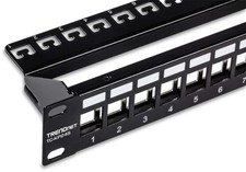 24-Port Blank Keystone Shielded 1U Patch Panel, 1U 19" Rackmount Housing, Pro...