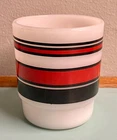 Vtg Anchor Hocking Fire King Super Stripe Red Stackable Coffee Cup Milk Glass