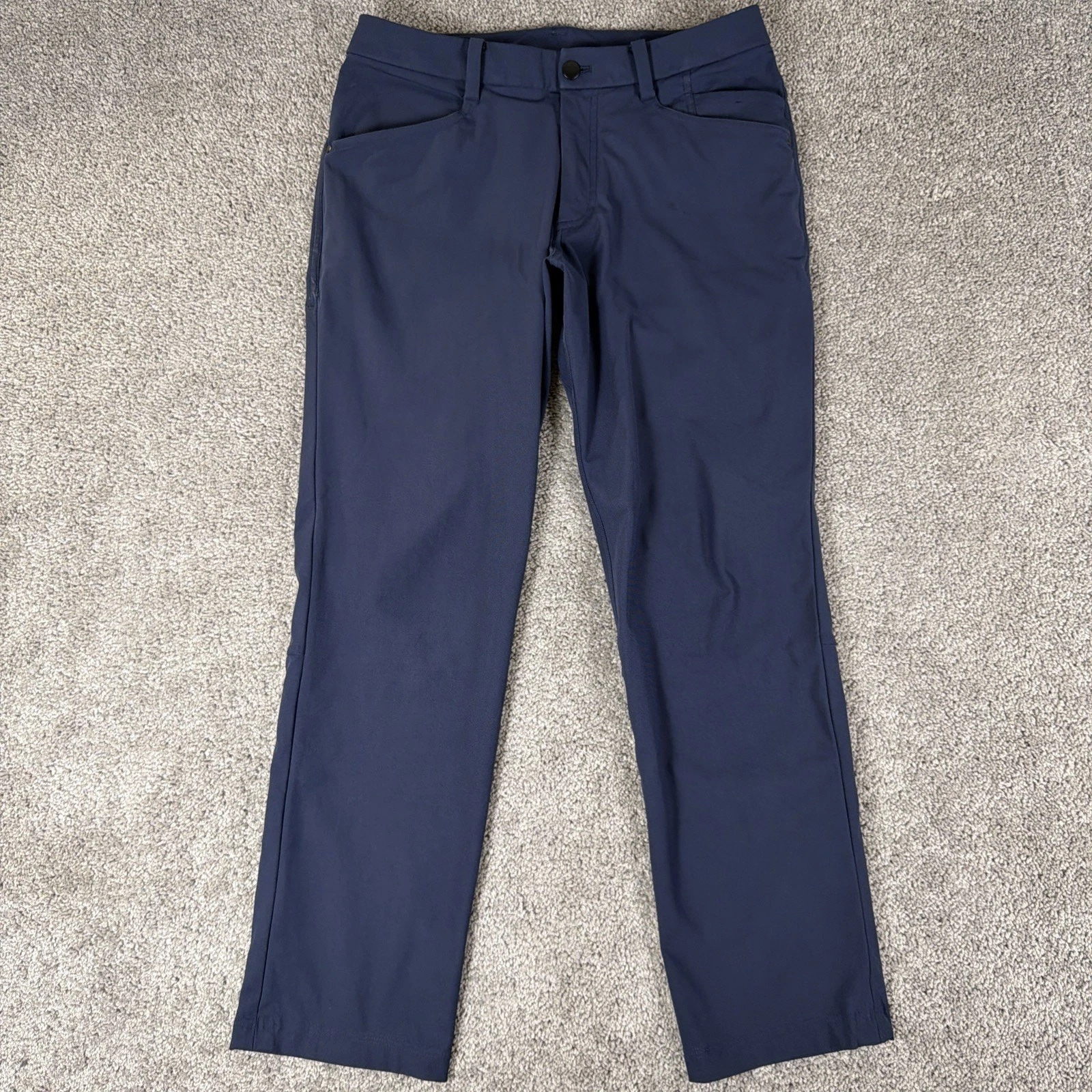 Lululemon ABC Pants Men 32 (Fit 30x28) Navy Blue Tech Chino Pant Smart Casual