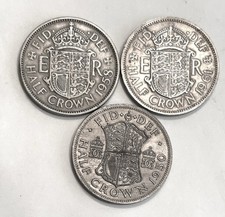 Lot Of 3 Different  Great Britain Half Crowns Queen Elizabeth & King George VI