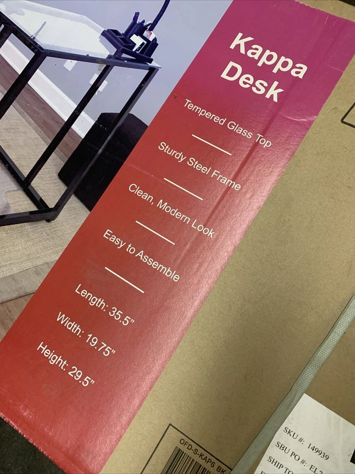 Офисный стол Lumisource Kappa со стеклянным верхом и металлической рамой - Изображение 3 из 4