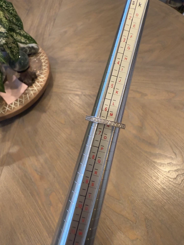 Oro Blanco 14K, Diamante Natural 1/2 Quilate, Banda de Eternidad Milgrain, Talla 6.5 Foto 4 de 4