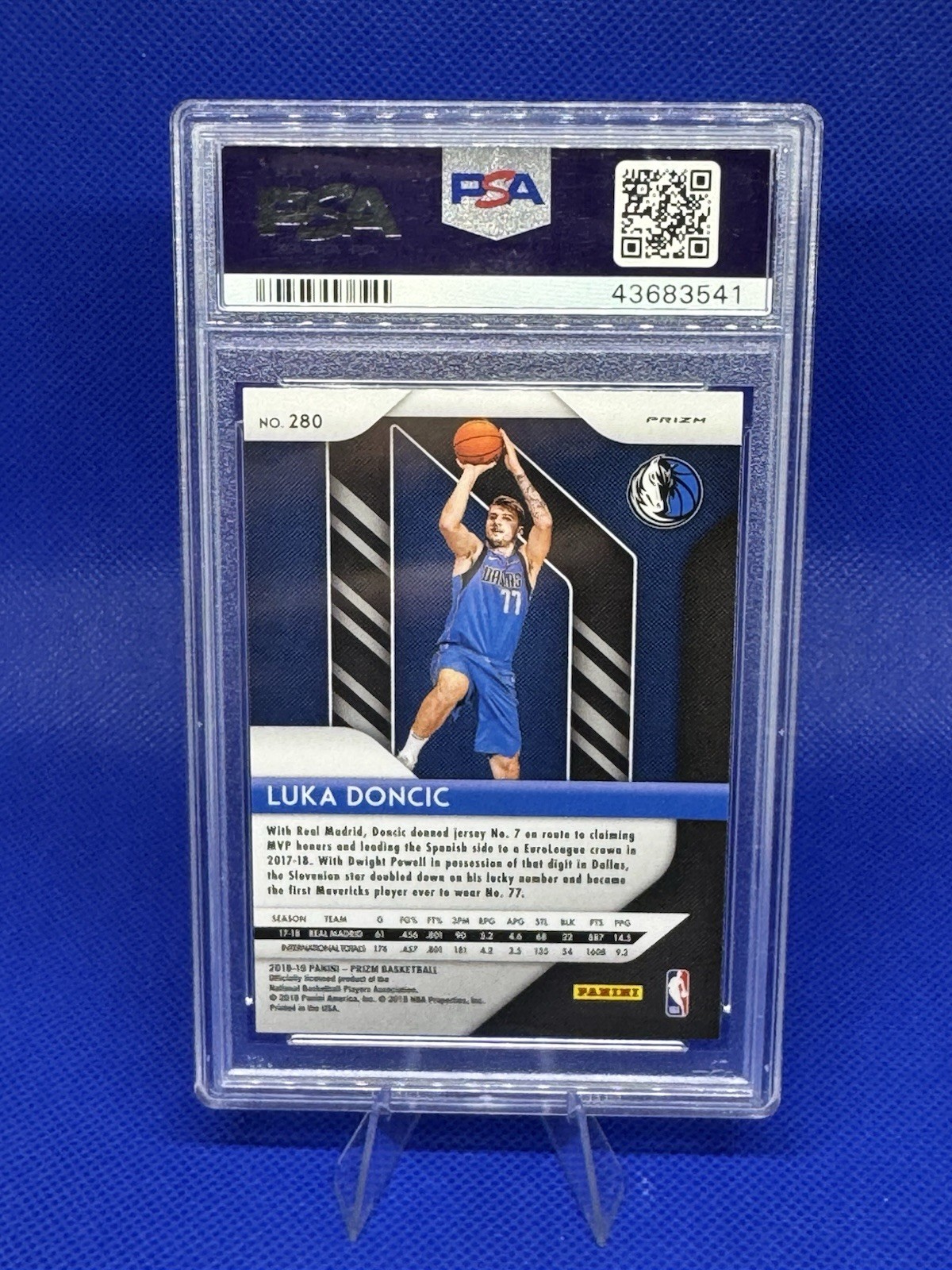 LUKA DONCIC 2018/19 PANINI PRIZM #280 RC ROOKIE SILVER PRIZM PSA 10 GEM MINT view 2
