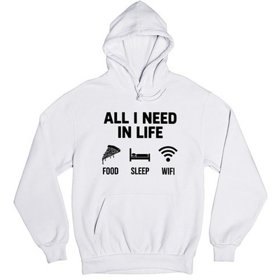 All I Need In Life Essen Schlaf WLAN Alltag Humor Männer Frauen Grafik Pullover