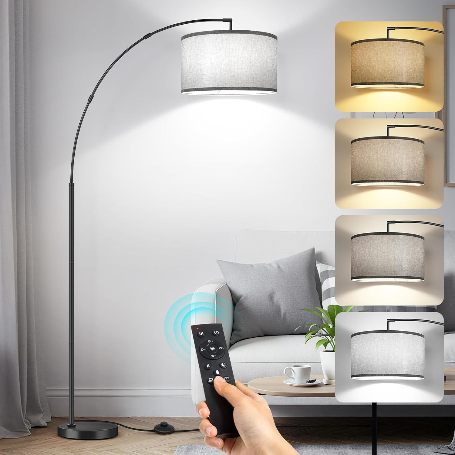 Offerta Lampada da Terra ad Arco: Design Moderno e Telecomando LED - 1