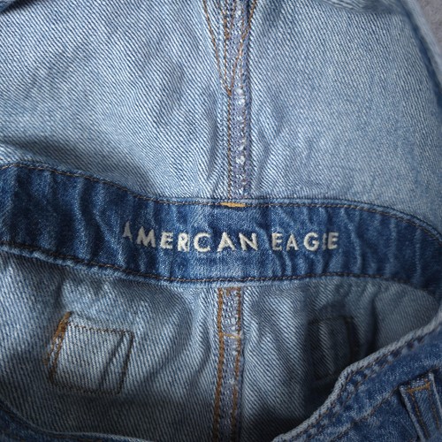 American Eagle Overalls Wiomens Small Blue Denim Tomgirl Shortall Distressed Bib - Picture 7 of 12