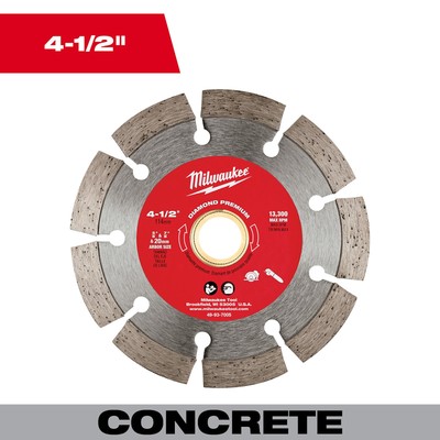 Milwaukee 4 1/2in. Diamond Premium Segmented Blade, Model# 49-93-7005