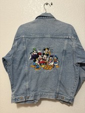 Vintage 90s Disney Store Mickey Mouse  Friends Denim Jacket Embroidered Sz L