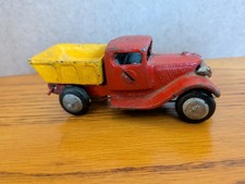 Antique/Vintage cast-iron painted red and yellow articulated dump truck