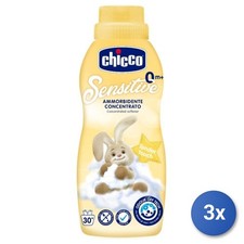 3x Chicco Fabric Softener 750 ML Baby 0 Concentrate Tender Cute Caress