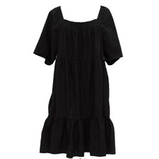 a.n.a Square-Neck Tiered Black Midi Dress With Pockets Size XL
