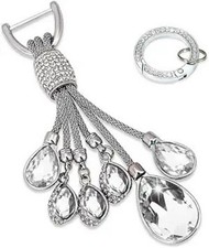 Fashion Rhinestone Crystal Car Keychain for Women, White Key Deco Color: White