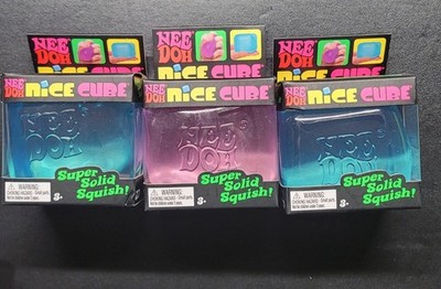 Nee Doh Nice Cube Super Solid Squish Blue and Pink - Brand New Lot Of 3