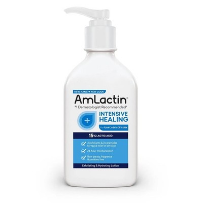AmLactin Intensive Healing Body Lotion, Dry Skin Relief, Exfoliating, 7.9 oz US