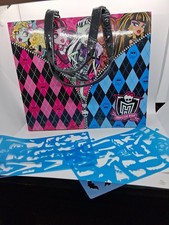 MONSTER HIGH FASHION SKETCH PORTFOLIO FILE FOLDER PURSE WITH STENCILS
