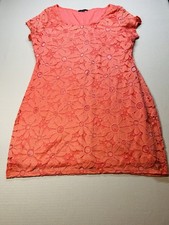 Tiana B Womens Floral Lace Mini Dress Bodycon Stretch Coral Size XXL Lined