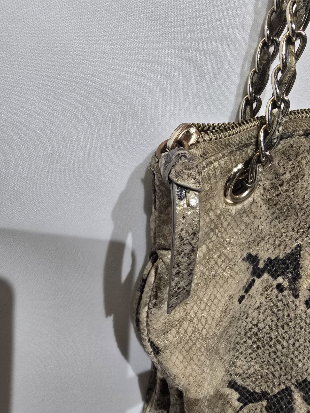 Dkny Leather Python Print Pouch Handbag Zip Top I… - image 7