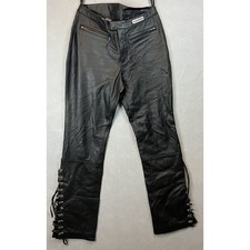 Harley Davidson Womens Size 8 /28 Black Leather Hook  Lace Rideing biker pants