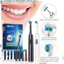 Pro Rotating Electric Toothbrush Rechargeable With 4 Brush Heads 5 Modes Timer