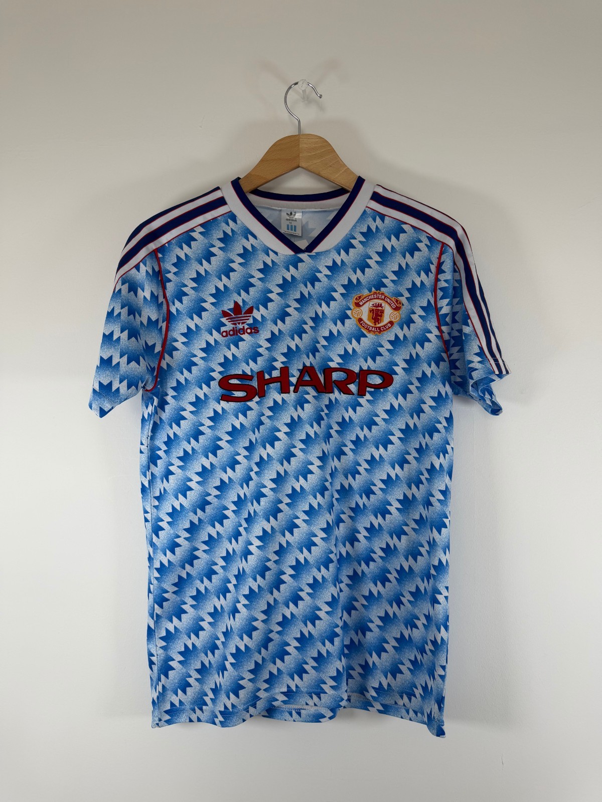 Vintage Adidas 1990-92 Manchester United Away Jersey #7 (Size: M) Made in UK