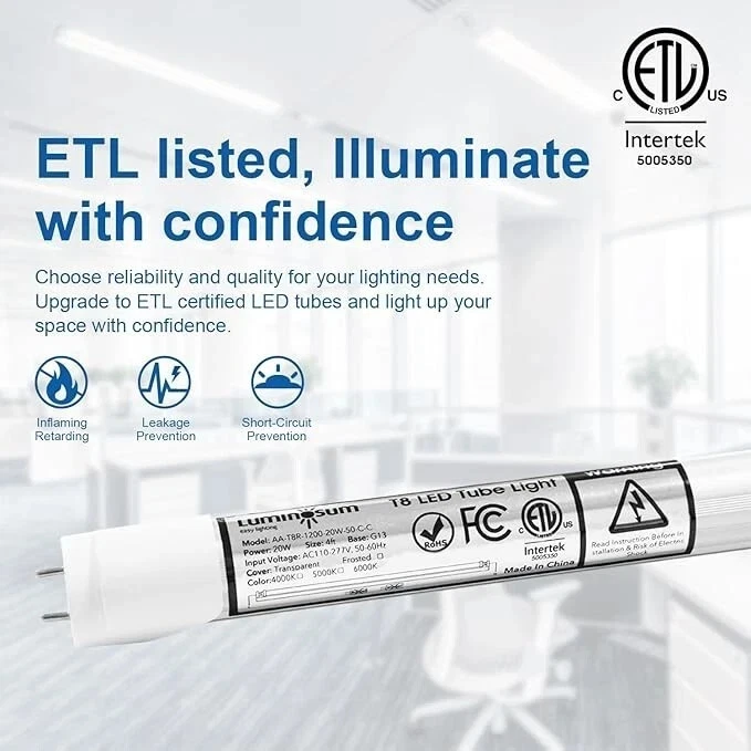 25x 4ft LED Tube Light T8/T12 – 20W 40W Eqv, G13, Dual-End, 6000K, ETL, Clear - Image 2 of 4