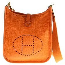 HERMES Evelyn TPM Trillon Clemence Punching H Logo Leather Shoulder Bag Used aee