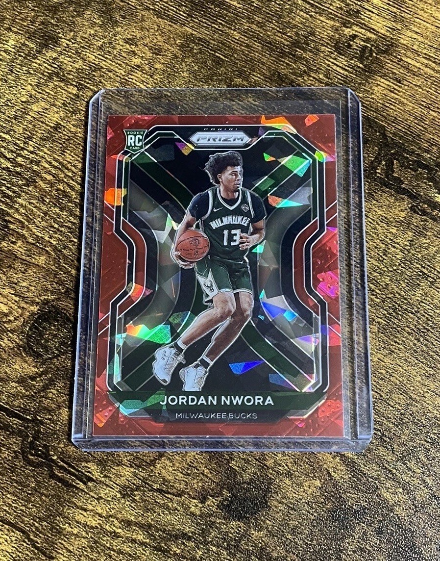 Jordan Nwora 2020-21 Panini Prizm #273 Red Cracked Ice Prizm Rookie RC Bucks