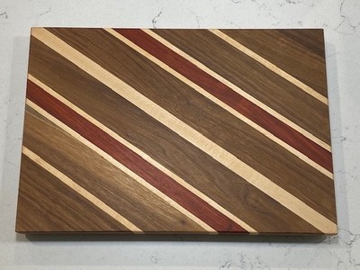 Handmade Laminated Hardwood Diagonal Pattern Cutting Board 16''x 11''x 1''