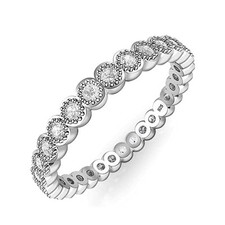 925 Sterling Silver White Cubic Zirconia Stackable Band Women Eternity Ring