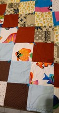Handmade Tied Patchwork Quilt 37 x 37 Fish Butterfly Hearts Comfy Cozy
