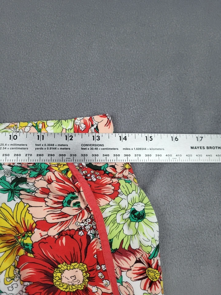 Anthropologie Wide Leg Pants Womens Small White Floral Border Print Rayon Baggy - Image 4 of 4