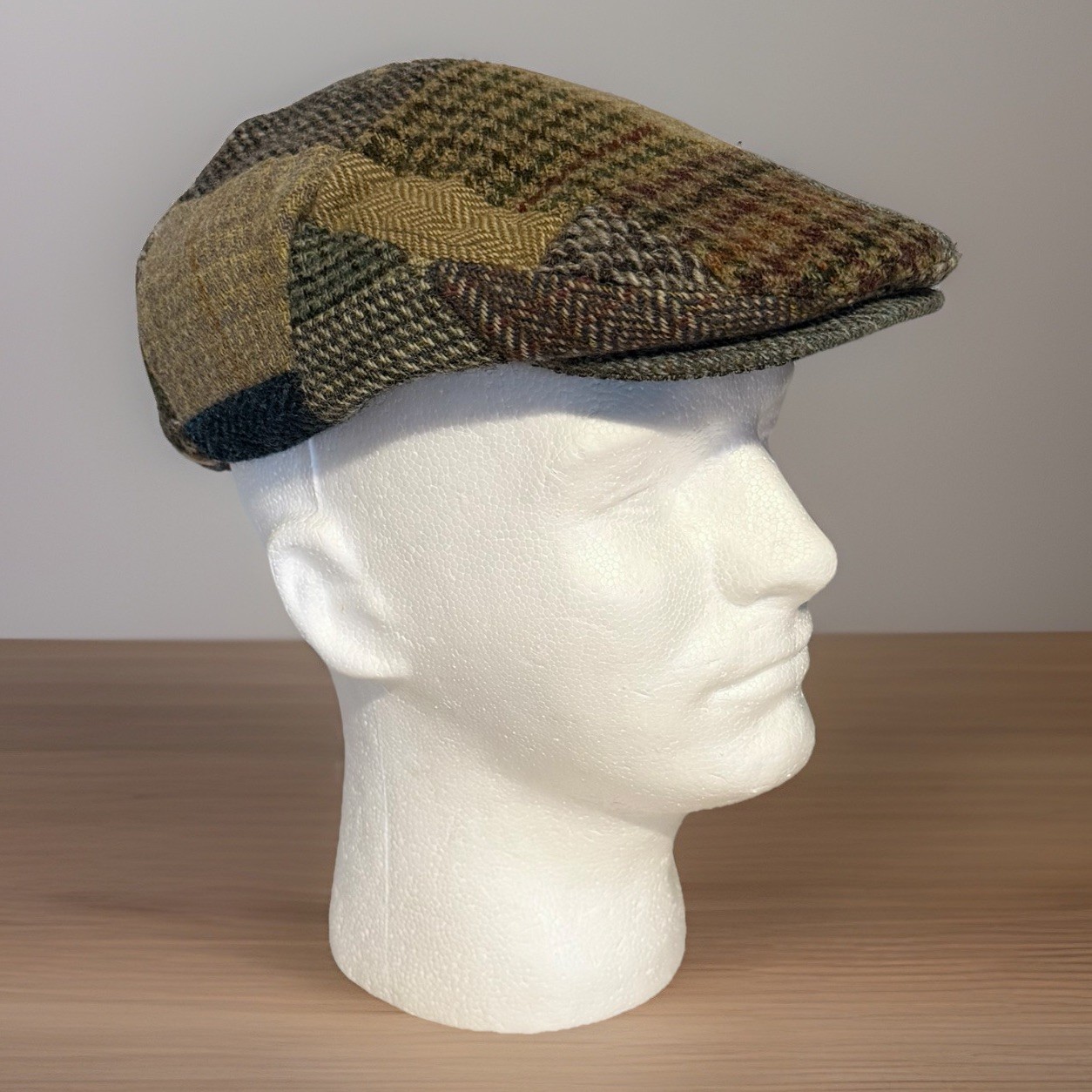 Vtg JONATHAN RICHARD Hat Cap Wool Patchwork Tweed… - image 1