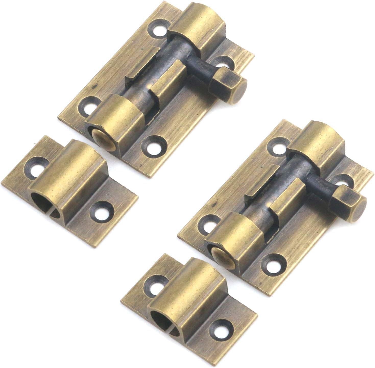 Heavy Duty 1.5 Inch Gate Latch 2 Pack - Brass Sliding Barrel Bolt Lock for Wo...