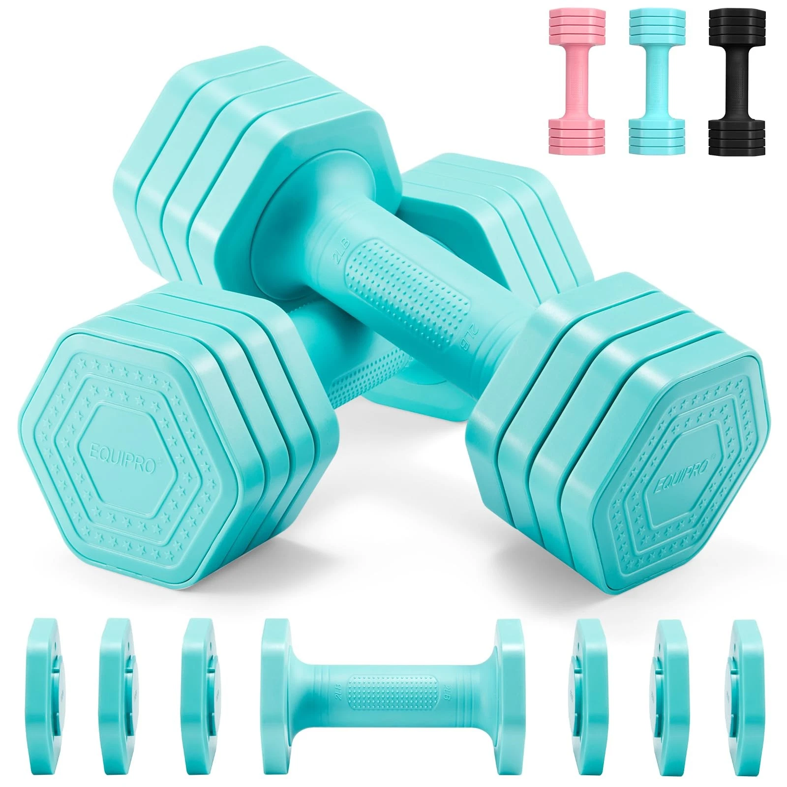 Adjustable Dumbbell Set, 4 in 1 Weights for at Home, Hand Weights Dumbbells f...
