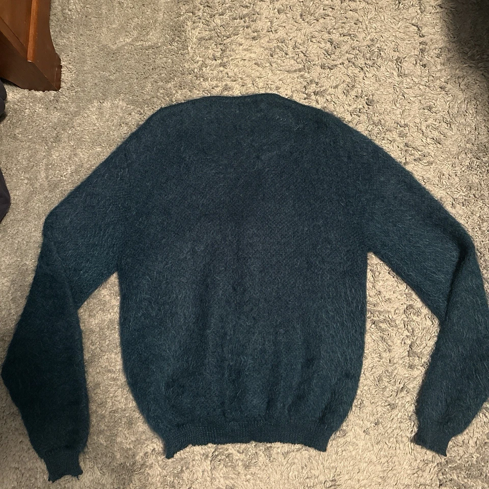 Very Rare Vintage Blue/Green 60s Mohair Cardigan Grunge Kurt Cobain Size - Image 4 of 4