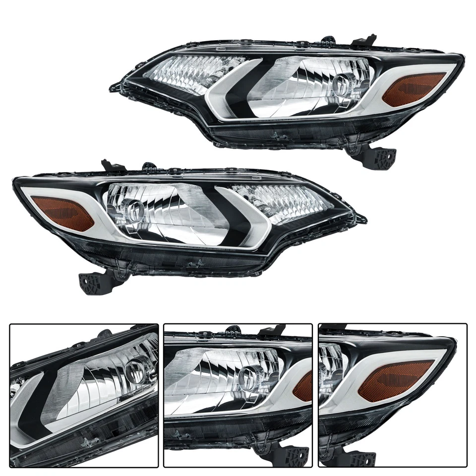 For 2015 2016 2017 Honda Fit Left&Right Side Chrome Halogen Headlights Headlamps Foto 3 de 4
