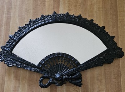 Antique Cast Iron Victorian Fan Mirror 17'' Standing or hanging