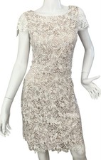 {WHITE HOUSE BLACK MARKET} Dress Ivory Embroidered Lace Lined ~8
