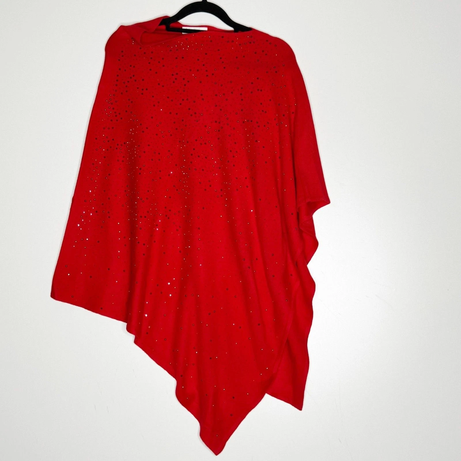 New Drapers Damons Red Embellished Cape Shawl No Arm Poncho Women's One Size