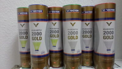 1 x Victor Badminton Bälle Nylon Kork Gold 2000 weiß oder gelb mit blau/rot/grün