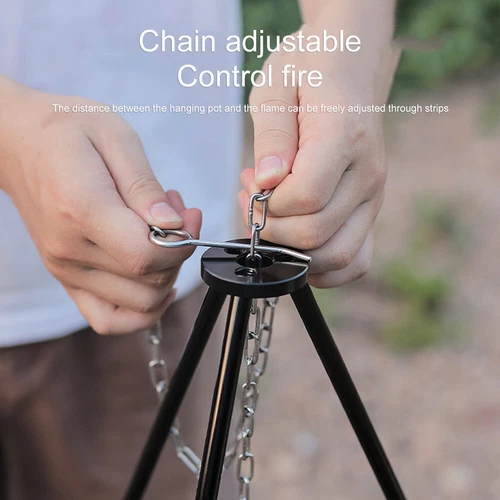 Treppiede falò da campeggio treppiede da cucina portatile da esterno attrezzatura da cucina picnic - Foto 10 di 23