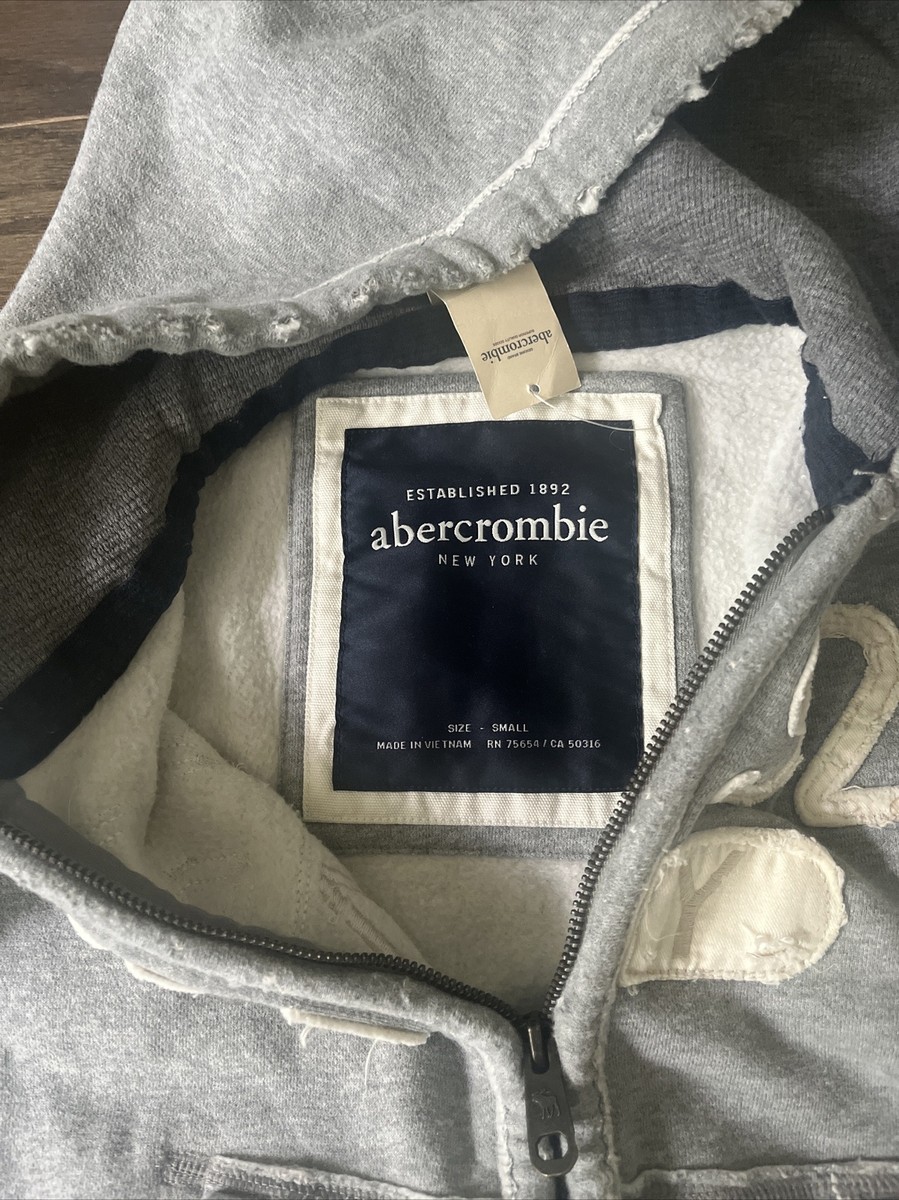 & Abercrombie タイ Fitch Jacket Blue & White Large Lined Fleece A92 その他
