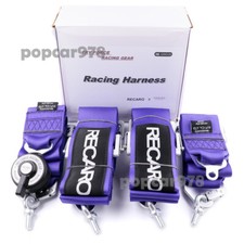 Purple RECARO 4 Point 3" Racing Seat Belt Quick Release Seatbelt Snap-On Harness