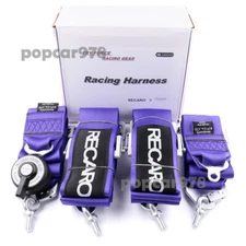 Purple RECARO 4 Point 3" Racing Seat Belt Quick Release Seatbelt Snap-On Harness