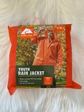 Ozark Trail Youth Rain Jacket L/XL Fits 32"-37" Chest Orange Front Snap New