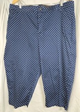 Nice Comfy Riders by Lee Size 18W Capri Crop Pants Blue White PolkaDot